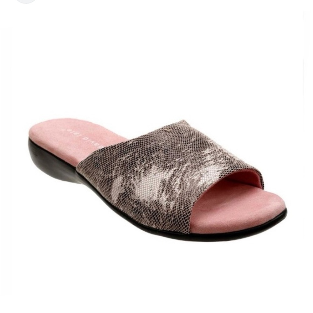 David Tate snakeskin Pink Slide Sandals‎ slip on 8 wide NEW